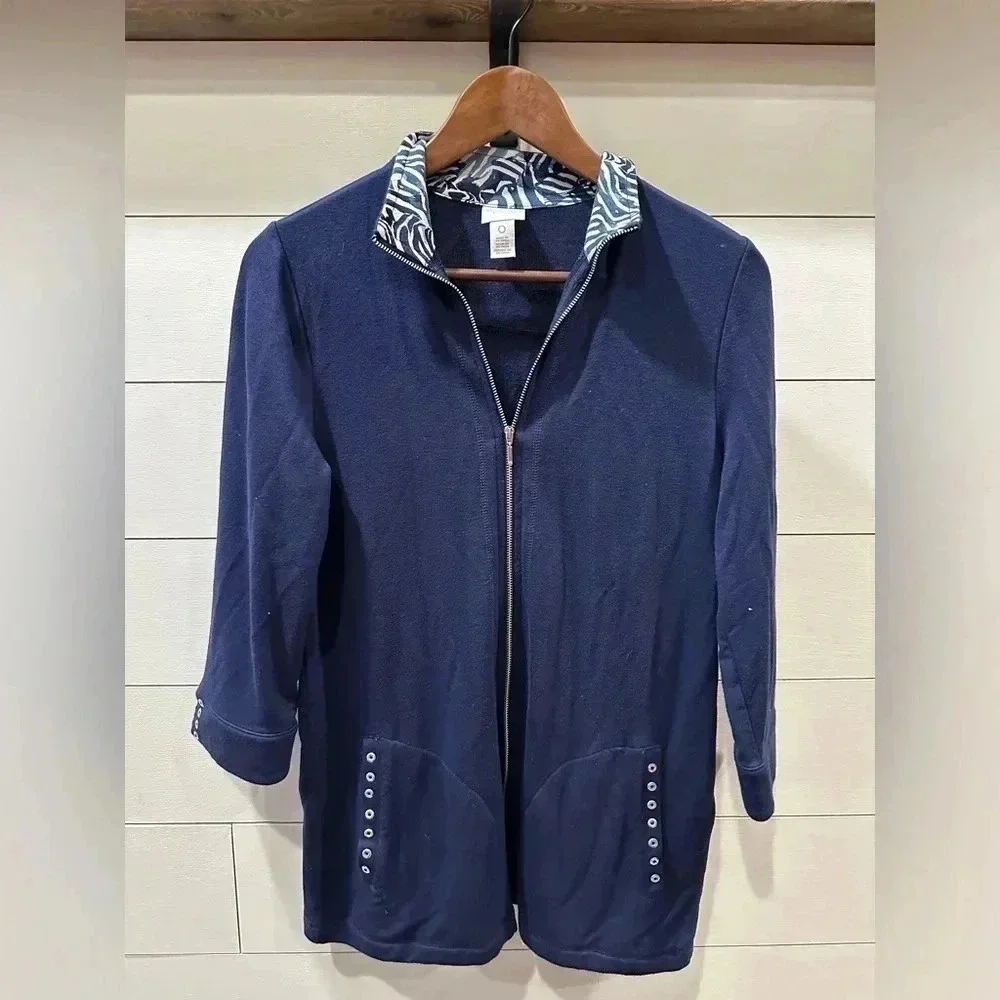 Chico’s Weekend Navy Full- Zip- size 0